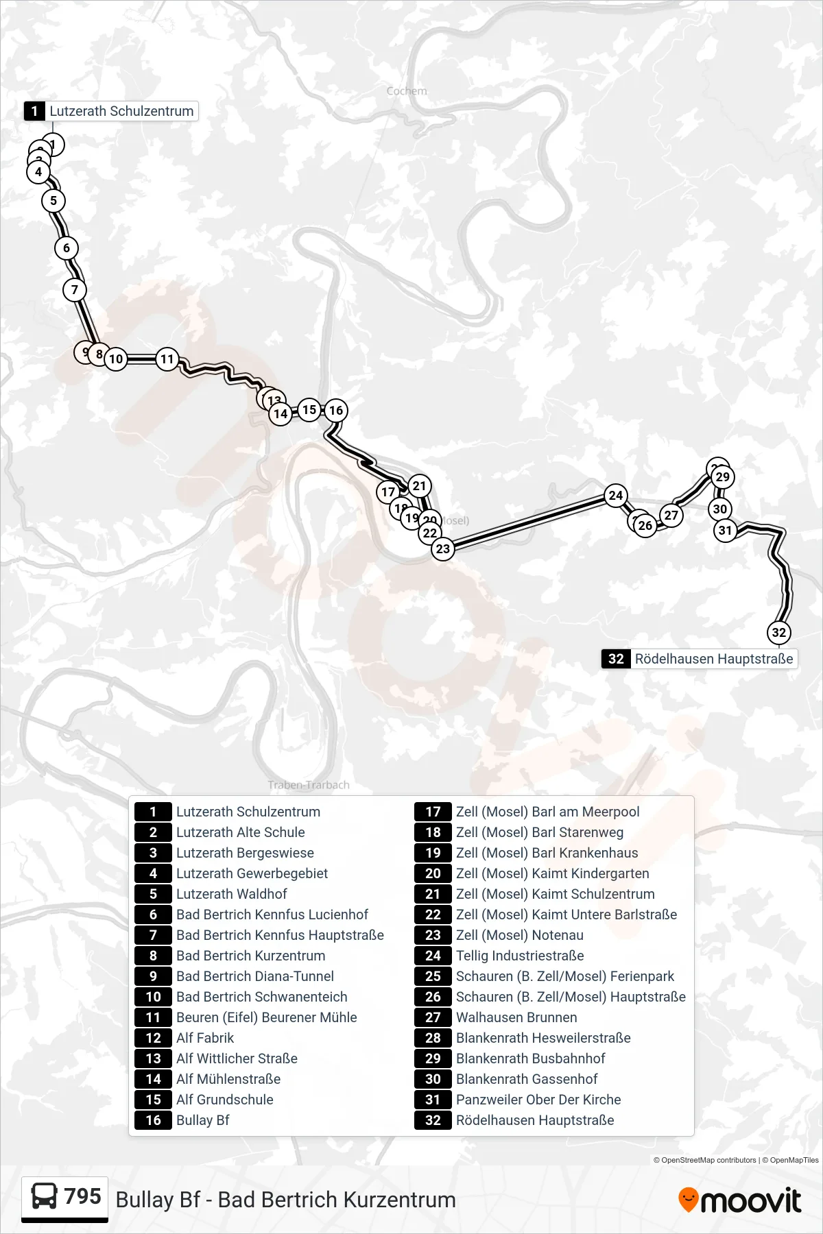 795 bus Line (Rödelhausen Hauptstraße) route and stops on a map