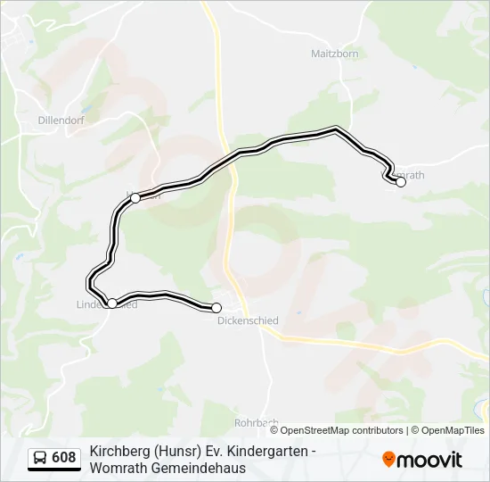 608 Bus Line Map