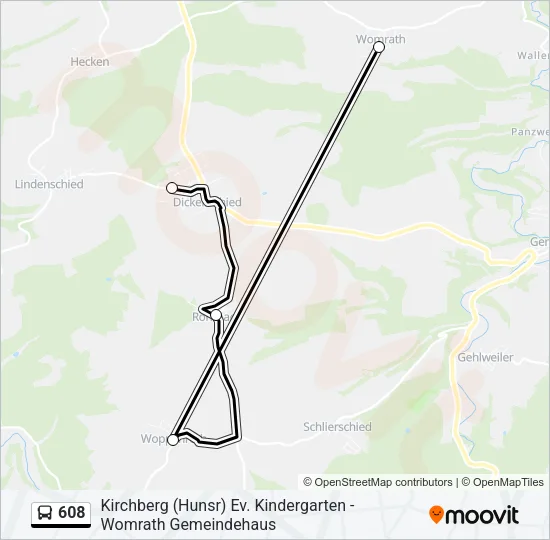 608 Bus Line Map
