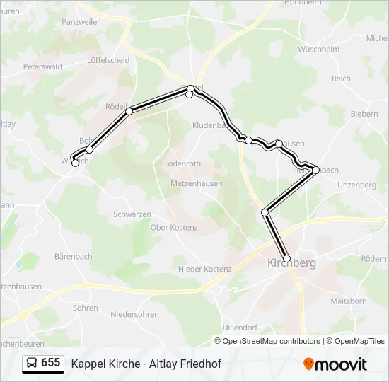 655 Bus Line Map