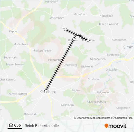656 Bus Line Map