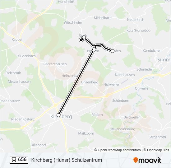 656 Bus Line Map