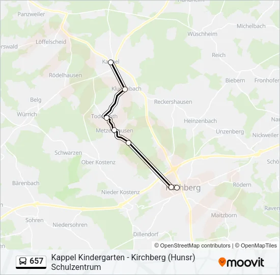 657 Bus Line Map