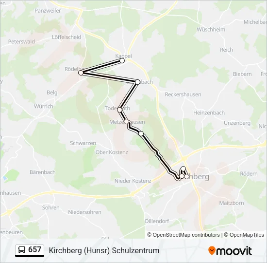 657 Bus Line Map