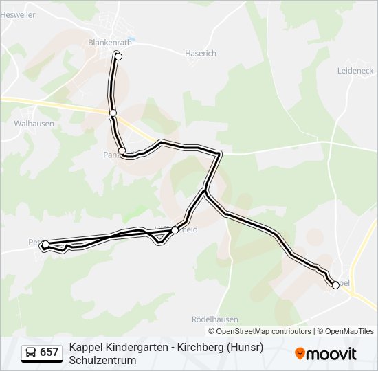 Автобус 657: карта маршрута