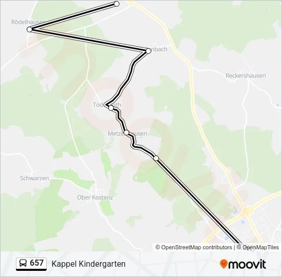 657 Bus Line Map