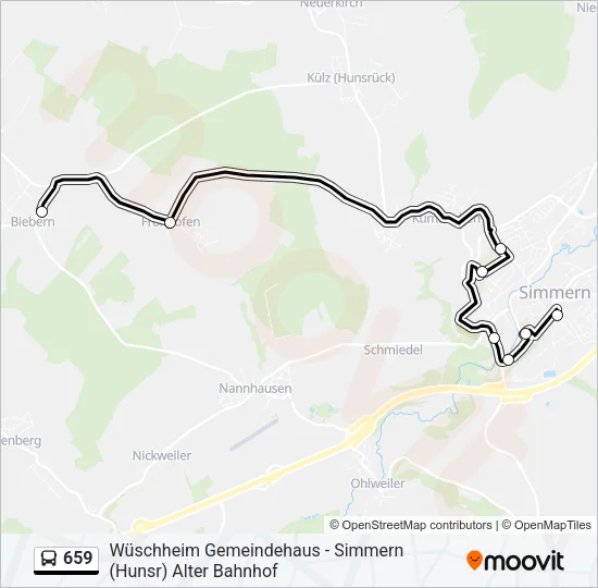 659 Bus Line Map