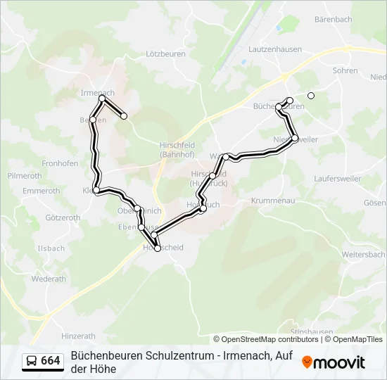 664 Bus Line Map