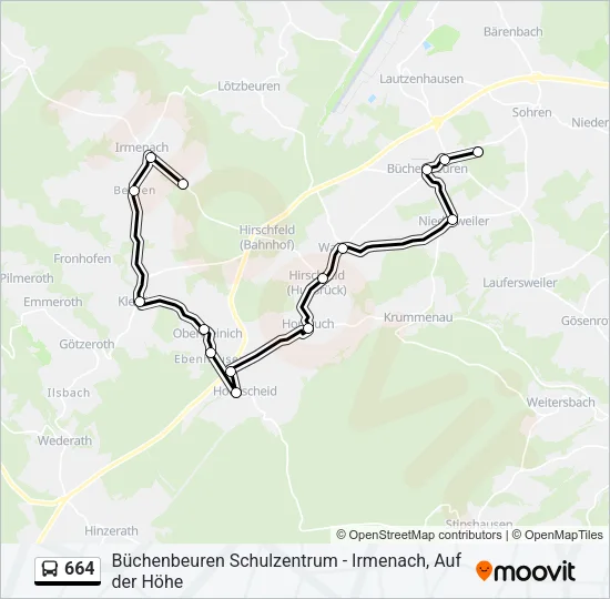 664 Bus Line Map