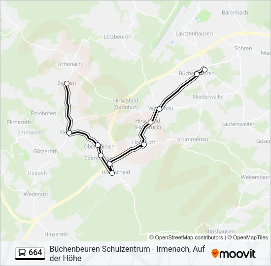 664 Bus Line Map