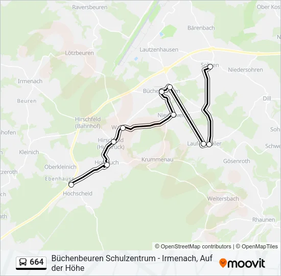 664 Bus Line Map