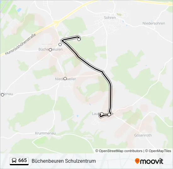 665 Bus Line Map