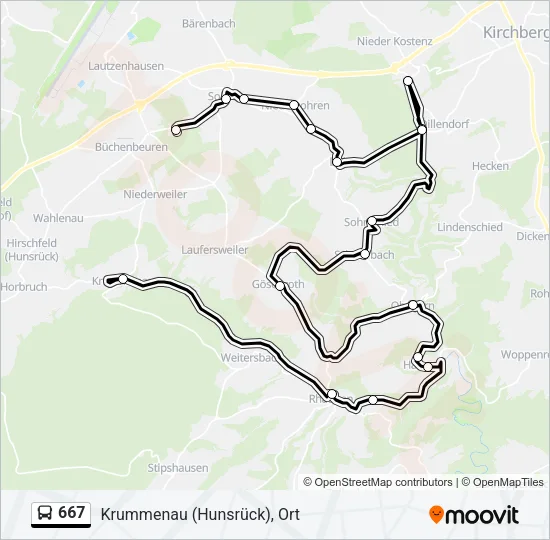 667 Bus Line Map