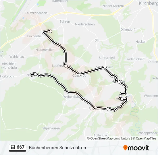 667 Bus Line Map