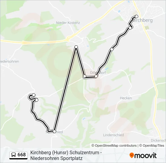668 Bus Line Map