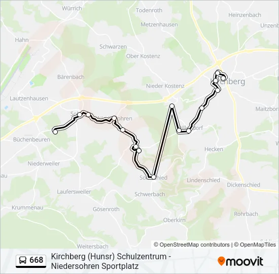 668 Bus Line Map