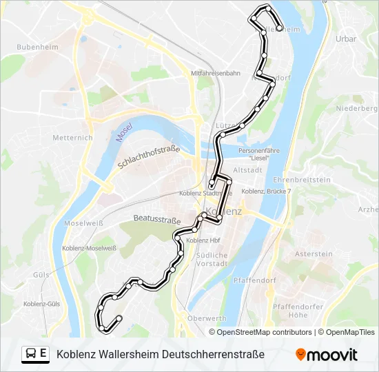 E Bus Line Map