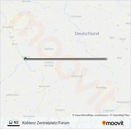 N2 Bus Line Map