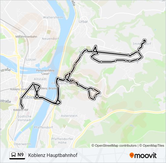 Автобус N9: карта маршрута