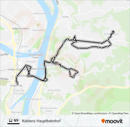 N9 Bus Line Map