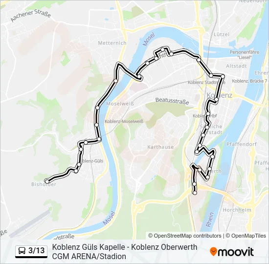 Автобус 3/13: карта маршрута