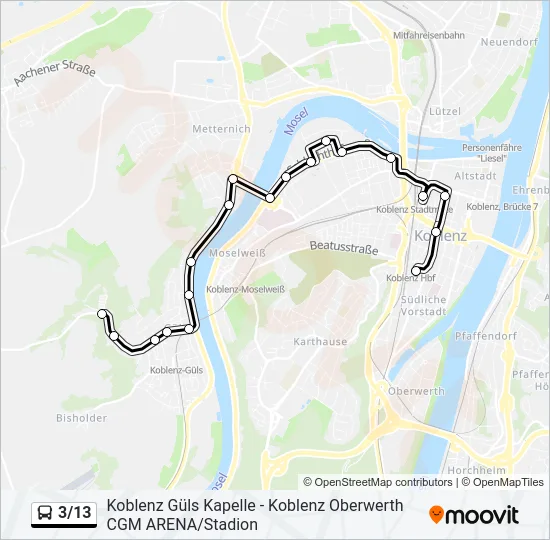 Автобус 3/13: карта маршрута