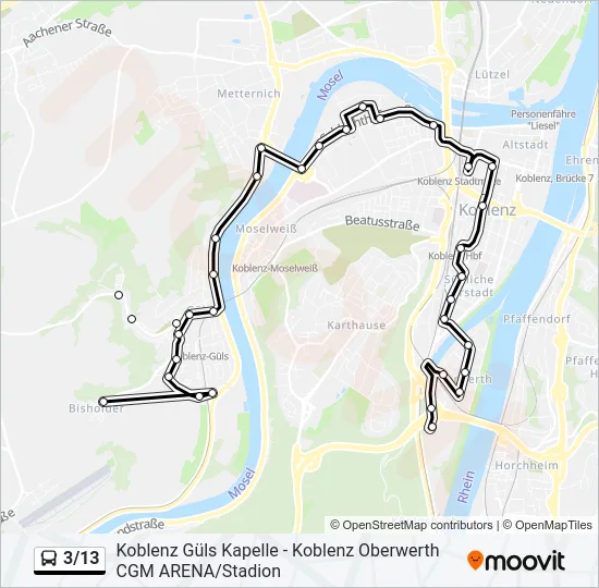 Автобус 3/13: карта маршрута