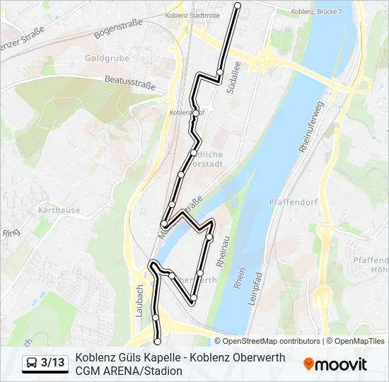 Автобус 3/13: карта маршрута