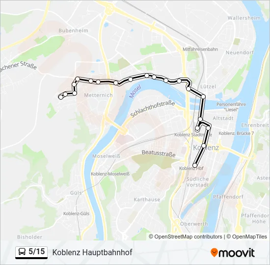 Автобус 5/15: карта маршрута