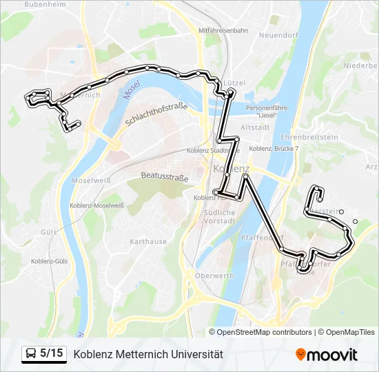 Автобус 5/15: карта маршрута