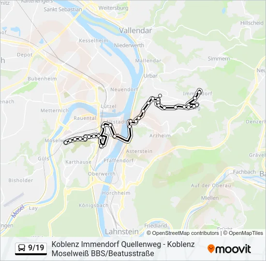 Автобус 9/19: карта маршрута