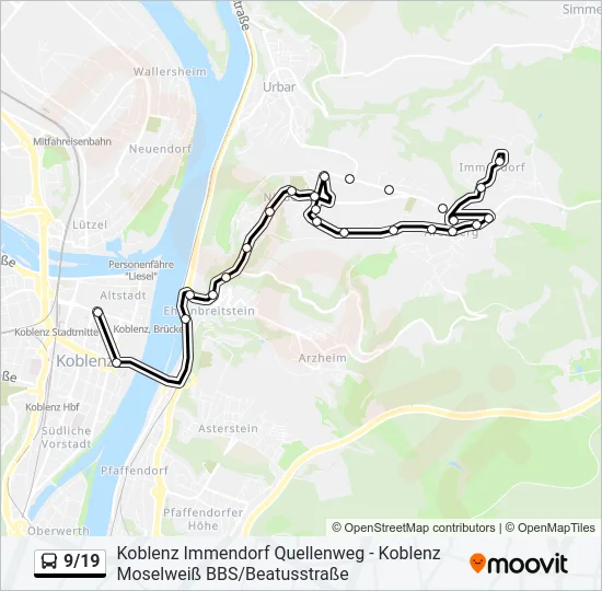 Автобус 9/19: карта маршрута