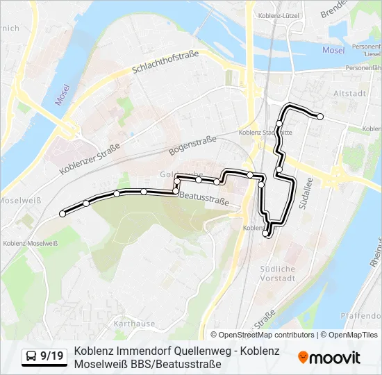 Автобус 9/19: карта маршрута