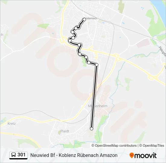 301 Bus Line Map