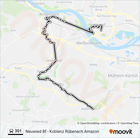 301 Bus Line Map