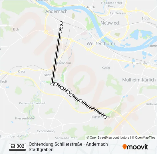 302 Bus Line Map