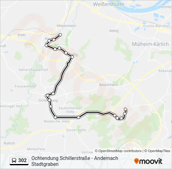 302 Bus Line Map