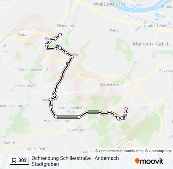 302 Bus Line Map