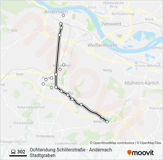 302 Bus Line Map