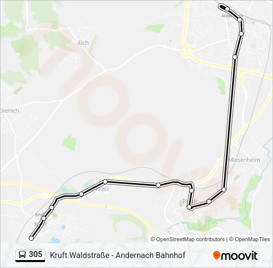305 Bus Line Map