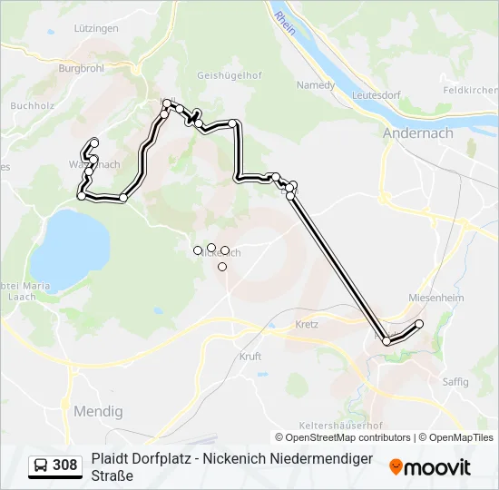 308 Bus Line Map