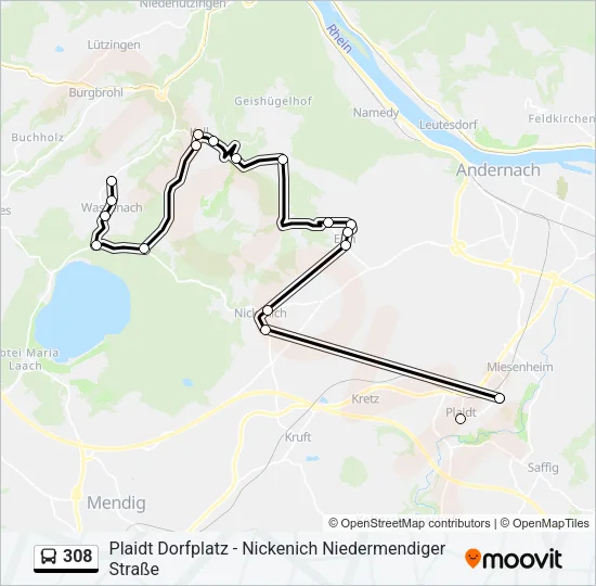 308 Bus Line Map