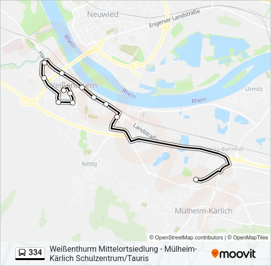 334 Bus Line Map