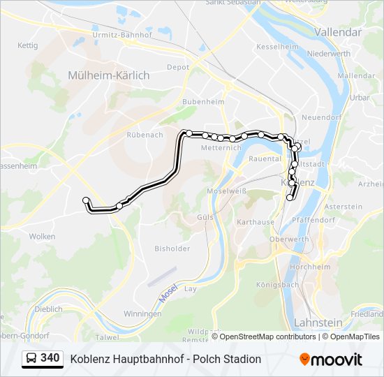 340 Bus Line Map