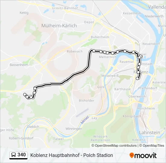 340 Bus Line Map