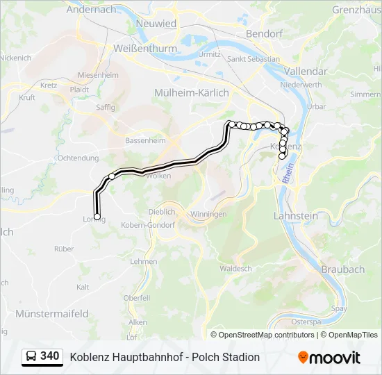340 Bus Line Map