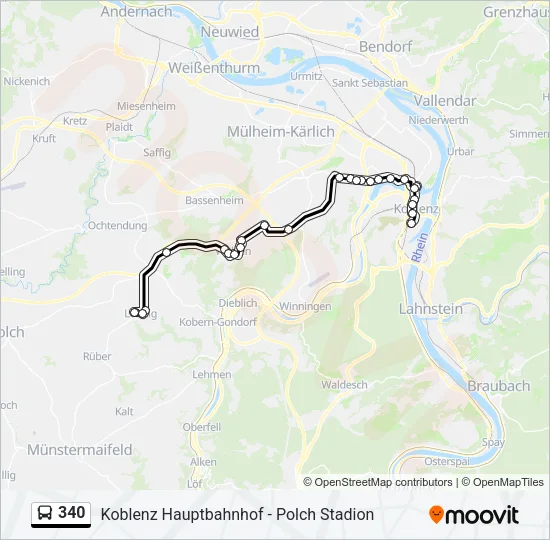 340 Bus Line Map