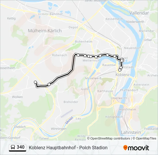 340 Bus Line Map