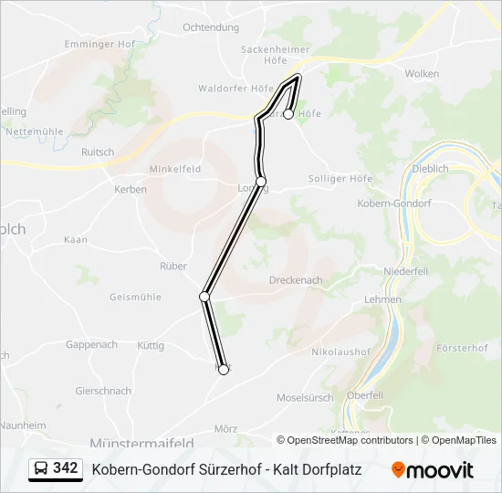 342 Bus Line Map