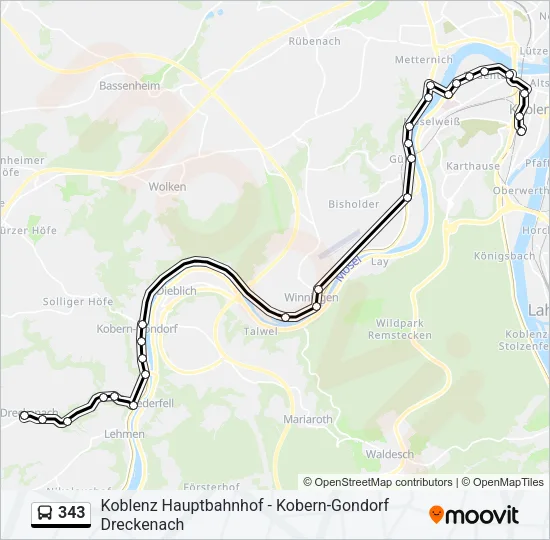343 Bus Line Map
